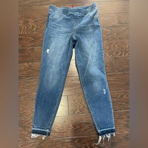 Spanx Jeans Distressed Ankle Skinny Denim Legging Raw Hem Women Size X-Large